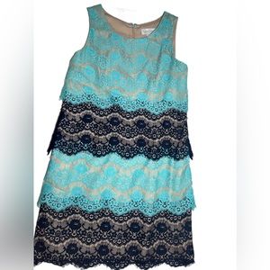 Jessica Simpson Tiered Scallop Lace Sleeveless Blue Dress - Women’s Size 10